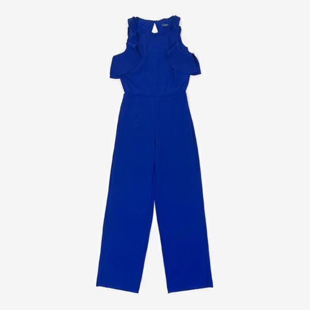Julia Jordan Flutter Sleeve Jumpsuit‎ Size 6 Cobalt Blue Wide Leg Glam Cocktail